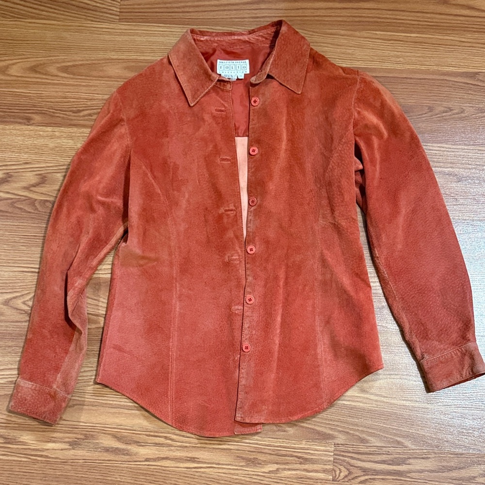 Vintage Saks Fifth Ave leather button down